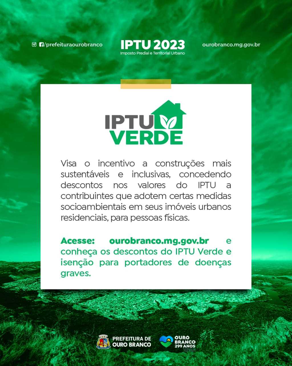 Prefeitura Municipal de Ouro Branco IPTU 2023 parcela única